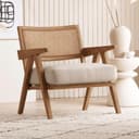 Kingsman Furnitures ABEL Rattan Teak Wood Accent Arm Chair for Home Bedroom, Living, Dining, Drawing Room | Ultra Soft and Comfortable for Stress Free | Removable Cushion 1