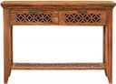 Solid Sheesham Wood Console Table for Living Room | Entryway Hallway Sofa & Fish Tank Table with 2 Drawers & Shelf Storage | Wooden Side Entrance Furniture | Rosewood Honey Finish 4
