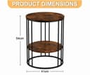 Modern Double-Top Coffee Table with Rustic Farmhouse Accent, Multipurpose Living Room Bedroom, Two-Tier Small Sofa Side Bedside Table with Metal Frame Nightstand (Black Brown) 2