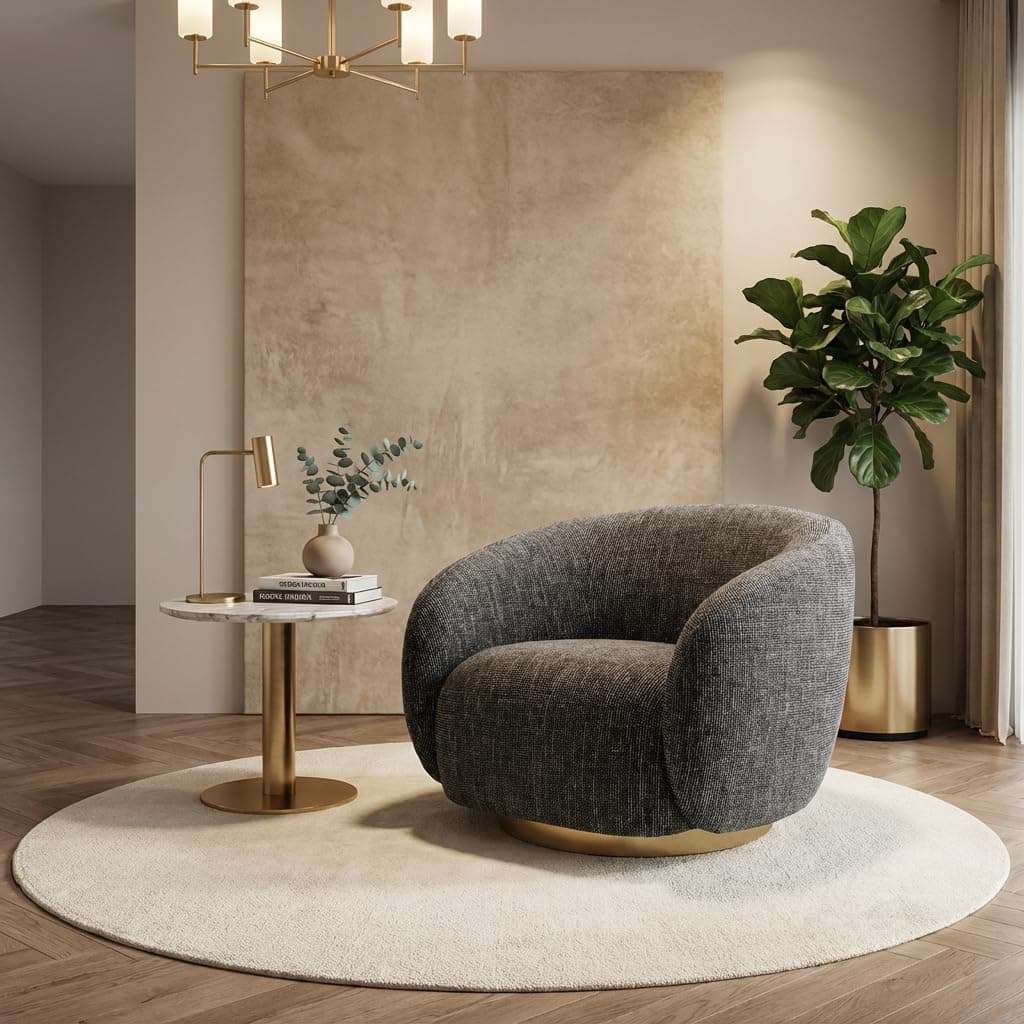 Kingsman Furnitures Brok Swivel Luxury Accent Arm Chair 360 Degree Rotatable Sofa for Home | Bedroom, Living & Drawing Room | Ultra Soft and Comfortable for Lounge (Rocat Black, Non-Swivel)
