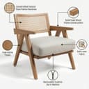 Kingsman Furnitures ABEL Rattan Teak Wood Accent Arm Chair for Home Bedroom, Living, Dining, Drawing Room | Ultra Soft and Comfortable for Stress Free | Removable Cushion 3
