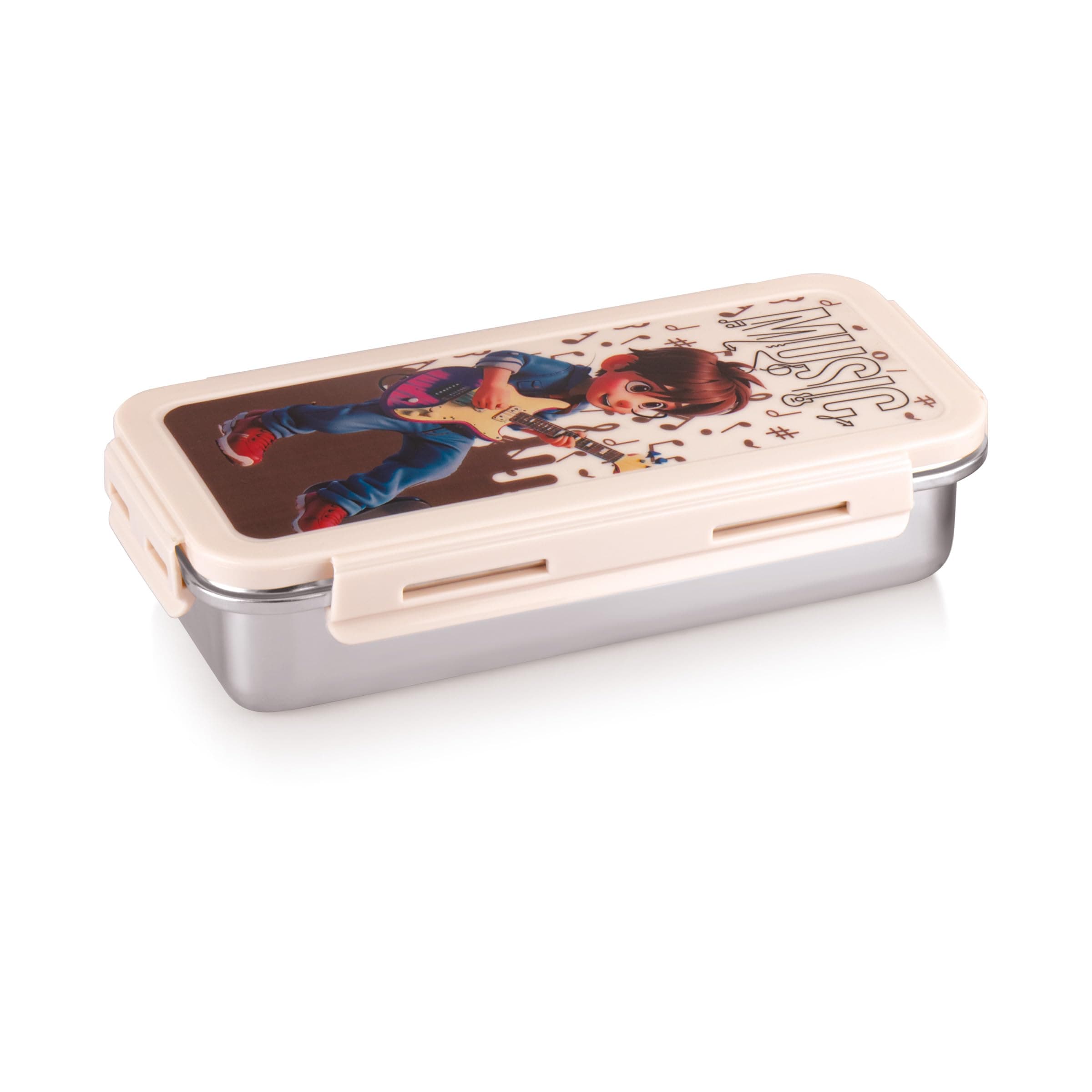Attro Volvo Stainless Steel Lunch Box with 1 Small Container Airtight Leak-Proof Food Grade - Beige 630ml+170ml