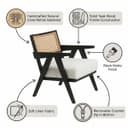 Kingsman Furnitures ABEL Rattan Teak Wood Accent Arm Chair for Home Bedroom, Living, Dining, Drawing Room | Ultra Soft and Comfortable for Stress Free | Removable Cushion (Black-Cream-Boucle) 2