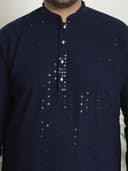 SOJANYA Plus(Since 1958) Men's Cotton Relaxed Fit Straight Radiant Elegance Sequinned Kurta for Navratri, Garba & Puja 5