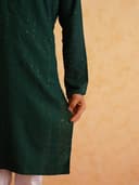 SOJANYA (Since 1958 Men's Cotton Sequinned Embroidered Mustard Long Kurta 3