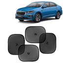 KINGSWAY Car Window Curtain Sticky Sun Shades Compatible with Skoda Slavia, (Year 2022 Onwards), Universal Fit Sunshades for Side Window, Rear Window, Black Color, 4 Pieces 1