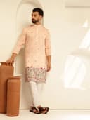 SOJANYA (Since 1958 Men’s Festive Cotton Silk Designer Kurta with Daman Embroidered Detailing | Perfect for Navratri, Diwali & Special Occasions 5