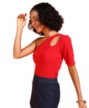 POPWINGS Women Casual Black Assymtrical One Side Sleeve Crop Top Tops for Women | Stylish Tops for Women | Trendy Tops Women 1