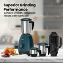 Havells ESO 750 Watt Mixer Grinder | 4 Jars (3 Stainless Steel + 1 Juicer Jar) | Heavy-Duty ABS Body | Powerful Motor | Wider Mouth Blades | Handles on All Jars | 2-Year Product Warranty (Teal) 5