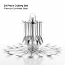 Premium Stainless Steel Cutlery Set for Dining Table, 24 Pieces with Stand | Spoon & Fork Set Includes Dinner Spoons, Dinner Forks, Tea Spoons & Soup Spoons | Mirror Finish Flatware Set 2