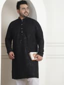 SOJANYA Plus(Since 1958) Men's Cotton Relaxed Fit Straight Radiant Elegance Sequinned Kurta for Navratri, Garba & Puja 2