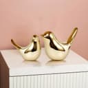 TIED RIBBONS Set of 2 Birds Statue Showpiece (Ceramic, 4.5 Inch x 3.5 Inch) - for Home Décor Vaastu & Fengshui Birds Idol Living Room, Decoration Items for Home, Gifts Set (Golden) 1