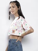SASSAFRAS White Text Print Boxy Crop Top 3