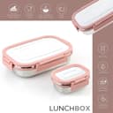 Stainless Steel Lunch Box |100% Leak Proof |Lunch Box for School Use| Tiffin Box for School and Work| Lunch Box with Clip Lock Lid |Insulated Lunch Box, Spill Proof - Pink (750ML +150 ML) 2