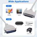 Madhabi 3M Parallel Printer Cable – DB25 Male to Centronics 36 Pin Male IEEE 1284 Printer Cord | Compatible with Dot Matrix, Legacy Inkjet, and Parallel Port Printers – White 4