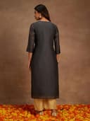 Libas Women's Woven Design Chanderi Silk Straight Kurti 4