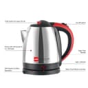 CELLO Stainless Steel Quick Boil Primo 1.5 Litre Electric Kettle Watts, Red, 1350 Watt 4