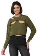 FOREVER 21 Womens Solid Regular Fit Sweatshirts 1