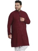 SOJANYA Plus(Since 1958) Men's Cotton Relaxed Fit Straight Radiant Elegance Sequinned Kurta for Navratri, Garba & Puja 1