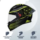 STUDDS Thunder D11 ISI and DOT Certified Full Face Helmet for Men and Women with Clear Visor - Black Fluroscent Yellow L 4