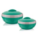 Asian Plastowares Sonic Inner Steel Casserole Set of 3 (1000ml & 1500ml) | Premium Insulated ISI-Certified Hotpot Combo | Elegant Serveware Gift Box | Green 1