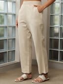 Libas Beige solid straight kurta with floral embroidered sleeves with solid palazzo and dupatta | ethnic wear | bridal suit | wedding dress | occasion wear 5