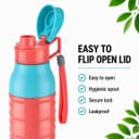 CELLO Puro Steel-X Delta 900 PU Insulated Water Bottle for Office 705 ml Pink | Wide Mouth Easy to Carry with Strap Leak Proof Flip Top Lid Inner Steel Water Bottle for School Kids, College & Travel 3