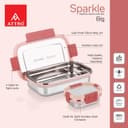 ATTRO Sparkle Big Stainless Steel Lunch Box 2-Piece Set – 900ml + 200ml – Leak-Proof, BPA-Free, Compact & Durable – Ideal for Kids, Office, Travel – Peach 2