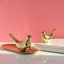 TIED RIBBONS Set of 2 Birds Statue Showpiece (Ceramic, 4.5 Inch x 3.5 Inch) - for Home Décor Vaastu & Fengshui Birds Idol Living Room, Decoration Items for Home, Gifts Set (Golden) 4