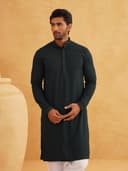 SOJANYA Men’s Cotton Checkered Thread Embroidered Long Kurta 2