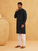 SOJANYA Men’s Cotton Checkered Thread Embroidered Long Kurta 3