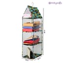 PrettyKrafts Hanging Rack 3 Blocks, Side Clear Storage Racks, Dormitory Closet for Students, Wardrobe Shelves, Hanging Organiser, Storage Holders & Racks Clear_Green Leaves,Single 2