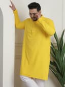 SOJANYA Plus(Since 1958) Men's Cotton Relaxed Fit Straight Radiant Elegance Sequinned Kurta for Navratri, Garba & Puja 2