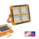 Solar Rechargeable LED Flood Light, Portable Camping Work Light with Solar Panel & USB Charging, 5 Lighting Modes, Adjustable Stand , Fishing, Hiking, Hurricane & Power Cut 1