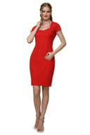 POPWINGS Casual Solid Square Neck Short Sleeves Knee-Length Bodycon Dress for Women || Stylish Trendy Western Summer Wear Women Dress 1