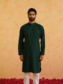 SOJANYA (Since 1958 Men's Cotton Sequinned Embroidered Mustard Long Kurta 2