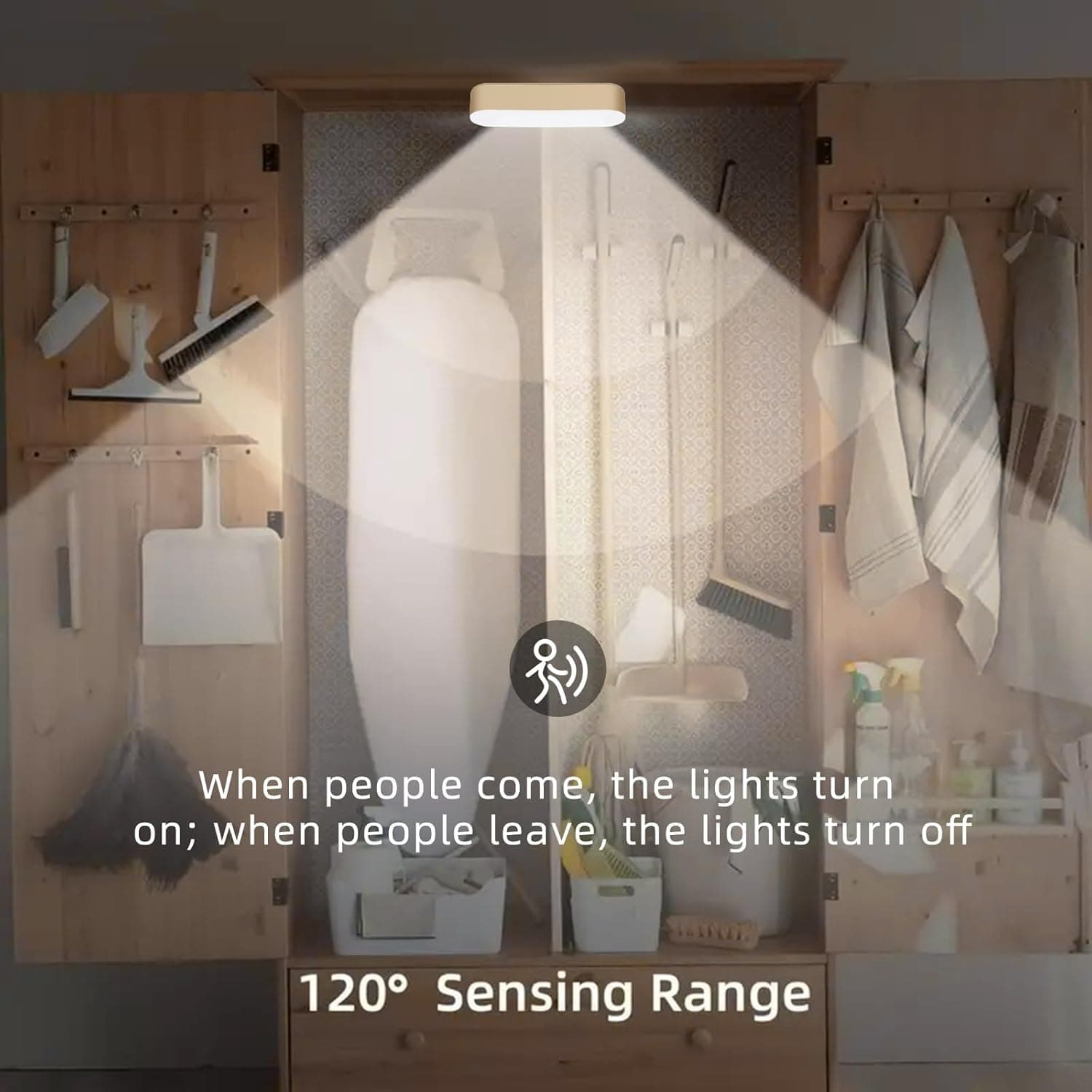 FLYNGO 2Pcs Motion Sensor LED Night Light Home, Indoor Auto On/Off Rechargeable Wireless Magnetic LED Cabinet Lamp for Closet, Bedroom, Home, Stairs, Kitchen, Bathroom, Wardrobe Lighting