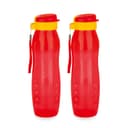 ATTRO Plastic Drinkware 1Liters BPA-Free Water Bottle with Leak-Proof Flip-Top Cap, Nylon Strap and Stylish Color for Daily Hydration Set of 2- Red 1