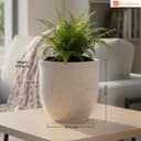 Bonkaso 8 Inch Jaguar Planter for Indoor & Outdoor Use | Round Heavy Duty Polymer Flower Pot | Lightweight Weather Resistant Modern Gamla for Living Room Balcony & Terrace (White) 3