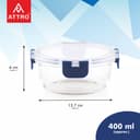 ATTRO Glassox Borosilicate Round Glass Lunch Box with PP Snap Lock Lid Food Storage Container Microwave & Freezer Safe Food-Grade Leak-Proof 400ml Set of 2, White 3
