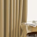 LINENWALAS 100% Solid True Solid Blackout Curtains (7 Feet),Set of 2 Panels,Complete Light Block,Thermal Insulated & Noise Reducing Room Darkening Curtains for Living Room & Home Décor (Golden Beige) 2