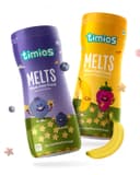 Timios Flavored Melts – Banana & Strawberry + Blueberry Teething Puffs | Non-Fried, Maida-Free & Natural Fruit Flavor | Healthy Baby Snack | 2 x 50g Combo Pack 1