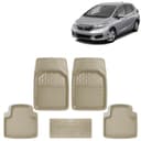 KINGSWAY Accessories Premium 5 Pcs PVC Car Floor Mat Compatible with Honda Jazz Year 2018 to 2023, Waterproof, Anti Slip, All Weather Protection, Easy to Clean Car Foot Mats, Beige 3G 1