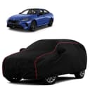 Sulfar 100% Water Resistant Car Body Cover Compatible with Mirror for BMW 2 Series Gran Coupe (Triple Stitched, Full Bottom Elastic, Black with Red Piping) 1