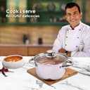 Wonderchef Nigella Stainless Steel Casserole with Lid | Cook and Serve | Tri-ply Construction | Scratch & Chip Resistance | Extra deep Curved Body | Glass Lid with Steam Vent | 16cm 2