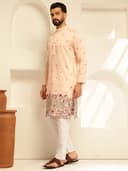 SOJANYA (Since 1958 Men’s Festive Cotton Silk Designer Kurta with Daman Embroidered Detailing | Perfect for Navratri, Diwali & Special Occasions 3