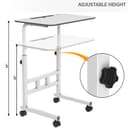 Amazon Brand - Umi Wooden Multipurpose Adjustable Height Adjustable Rolling Side Table with Wheels for Home, Study, Office and Bedroom - (White) 2