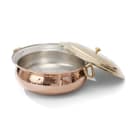 P•TAL Copper Hammered Lagaan 4L | Tin Coated with Brass Lid | 100% Pure Copper Degchi for Cooking Biryani Handi Ptal Brass Utensils for Kitchen 1