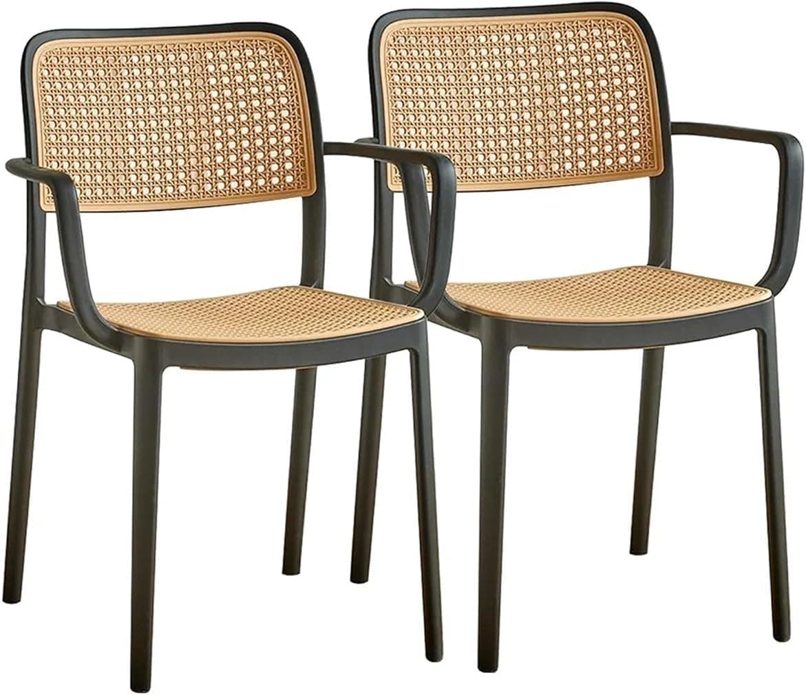 INNOWIN VEDA Chair for Cafeteria | Arm Chair | Accent Chair for Living Room Home, Bedroom, Cafe and Hotels | 3- Year Warranty | Set of 2 | Plastic | Black