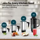 Havells ESO 750 Watt Mixer Grinder | 4 Jars (3 Stainless Steel + 1 Juicer Jar) | Heavy-Duty ABS Body | Powerful Motor | Wider Mouth Blades | Handles on All Jars | 2-Year Product Warranty (Teal) 4